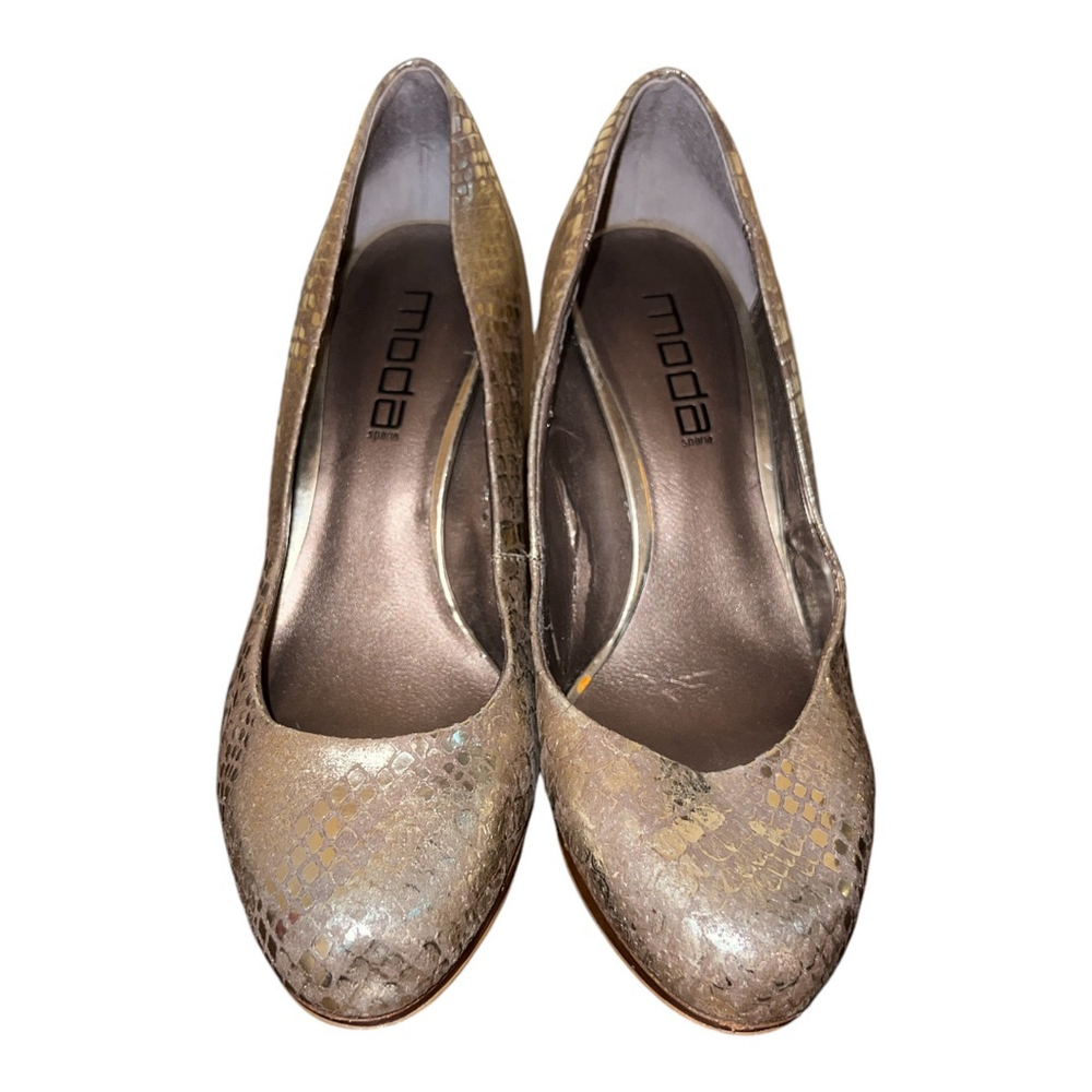 Moda In Pelle Gold Pumps Size 9 - Picture 2 of 6